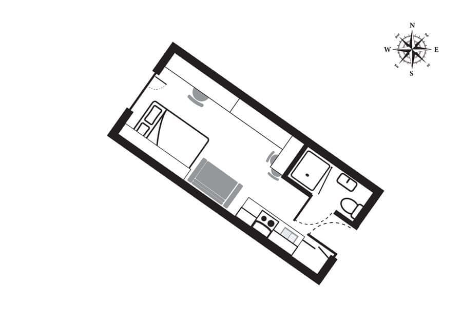 Hoxton Studio Apartment Floorplan