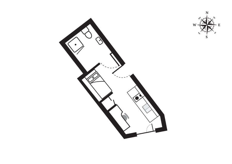 Tower Bridge studio apartment floorplans