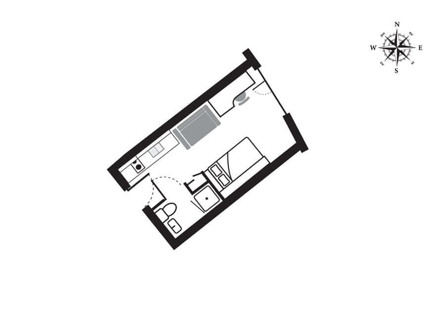 Tower Bridge studio apartment floorplans