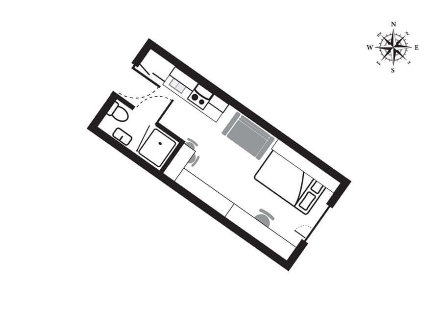 Hoxton Studio Apartment Floorplan