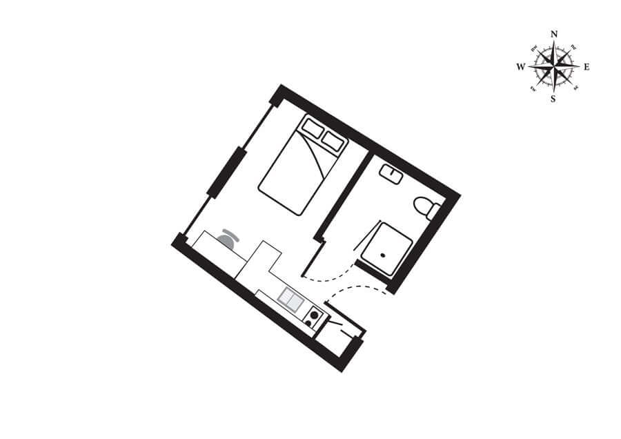Hoxton Large Studio Apartment Floorplan