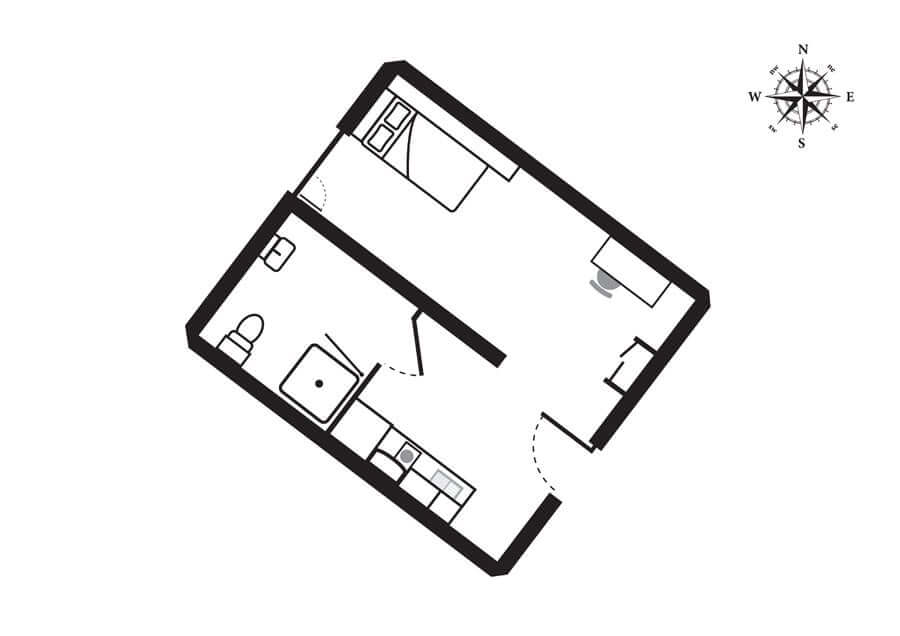 St Pancras Studio Apartment floorplan