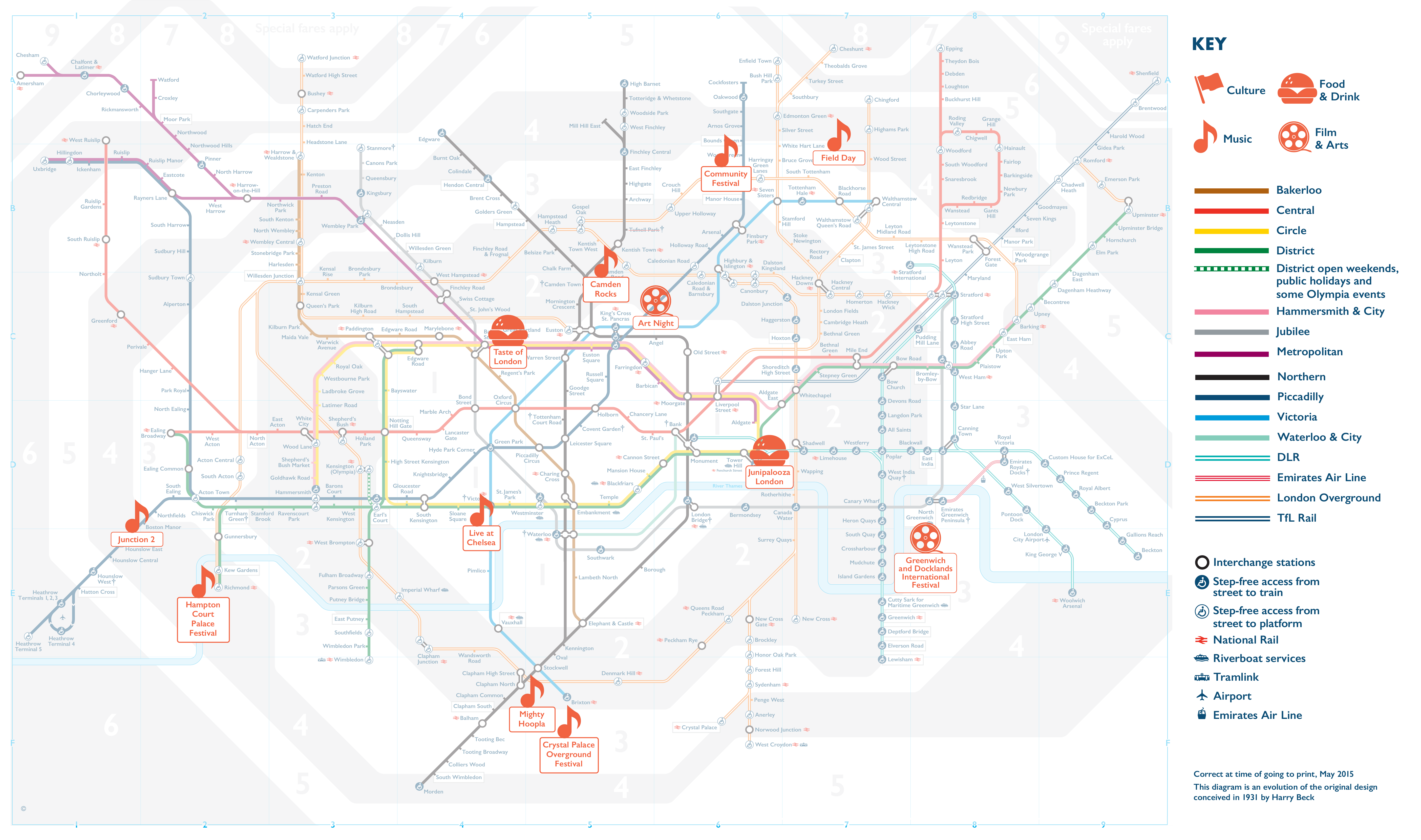 A tube map of London festivals in June 2019 