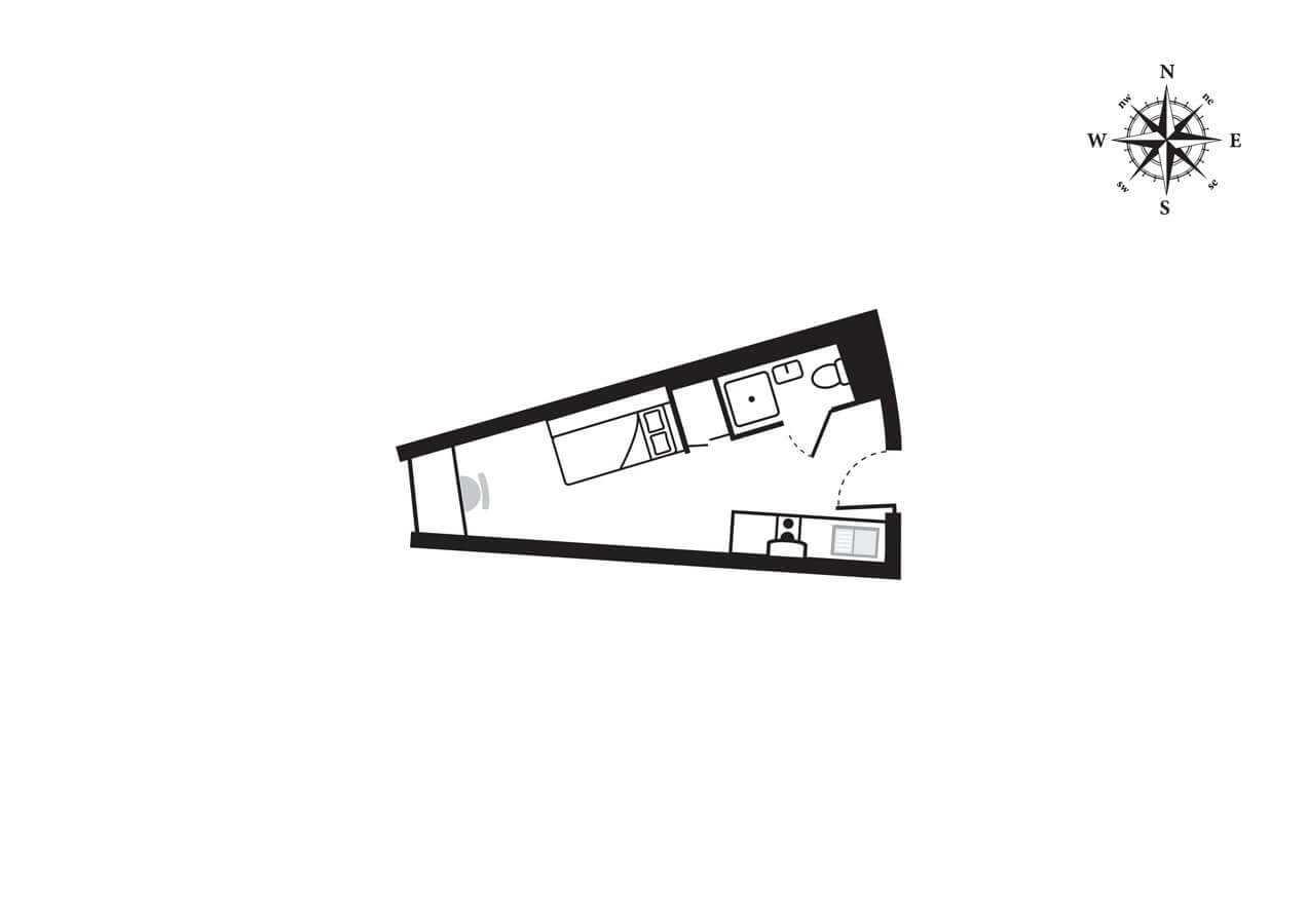 Westminster Bridge studio apartment floorplan