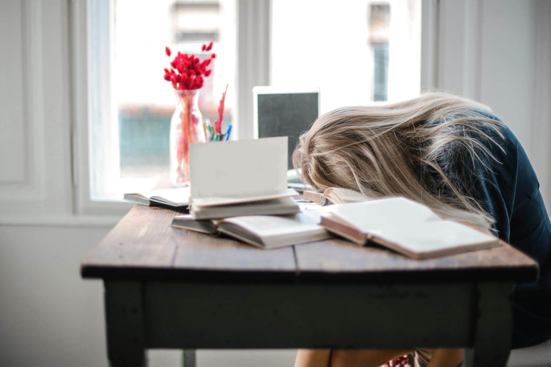 Woman studying at desk