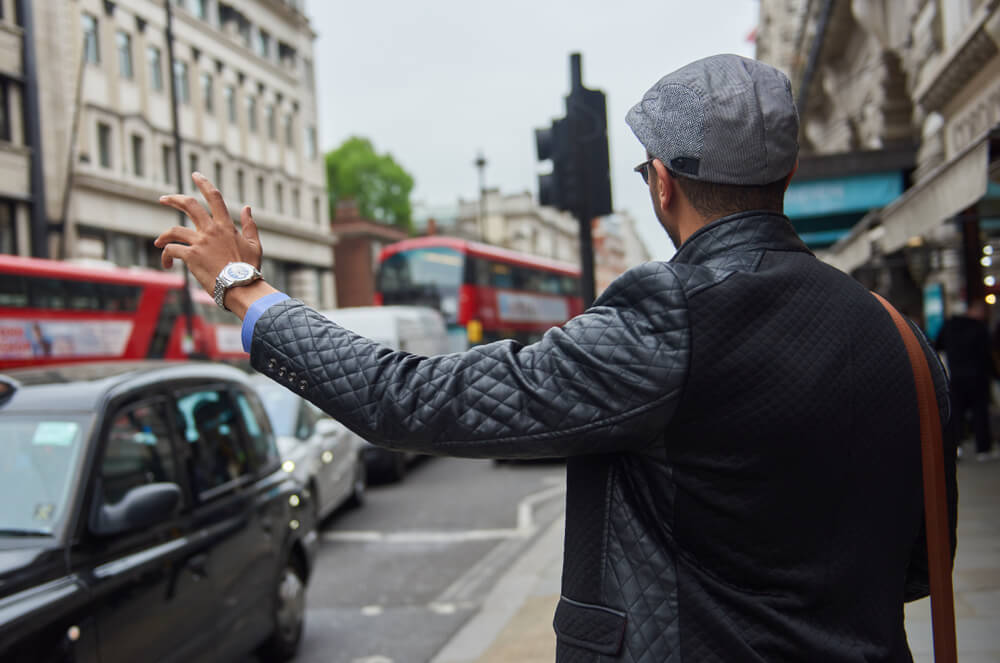 Man hailing a taxi